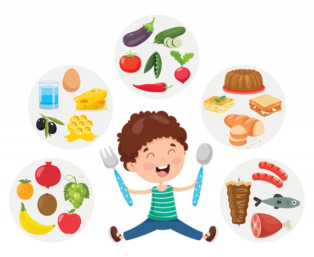 Premium vector | vector illustration of children food concept
