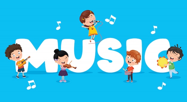 Vector illustration of children music background | Premium Vector