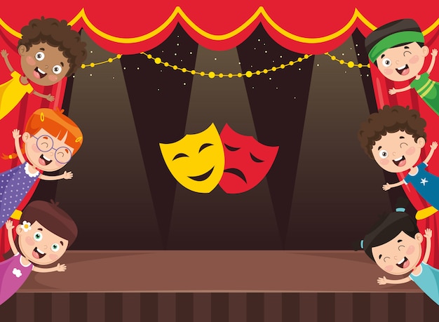 Premium Vector Vector Illustration Of Children At Theatre