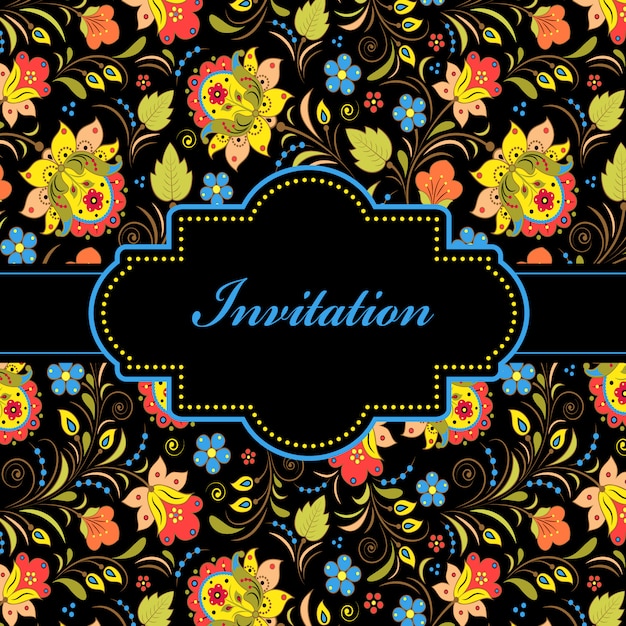 Download Vector illustration of colorful floral invitation card ...