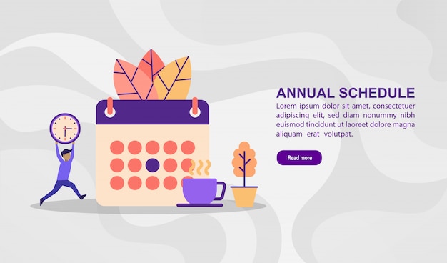 Vector illustration concept of annual schedule. modern illustration conceptual for banner template Premium Vector