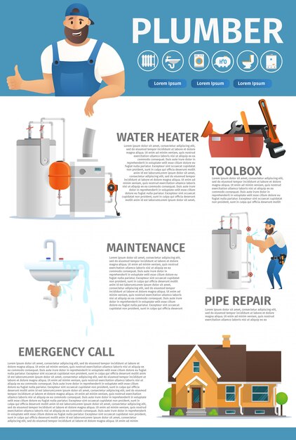 Vector Illustration Concept Page Plumber Service Premium Vector