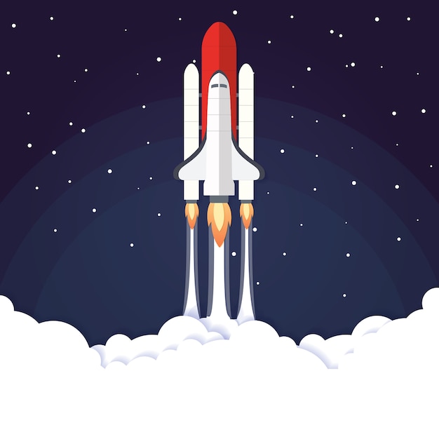 Vector illustration concept rocket launch | Premium Vector