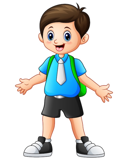 Premium Vector | Vector illustration of a cute boy cartoon waving