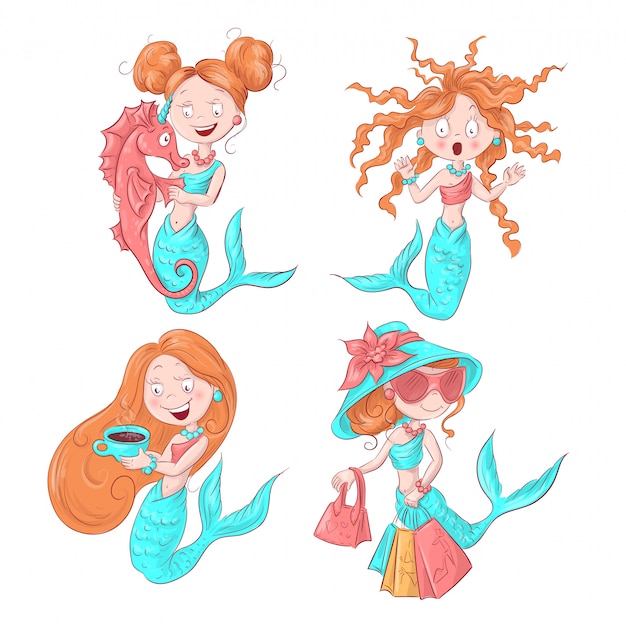 Download Vector illustration of cute mermaid. vector illustration ...