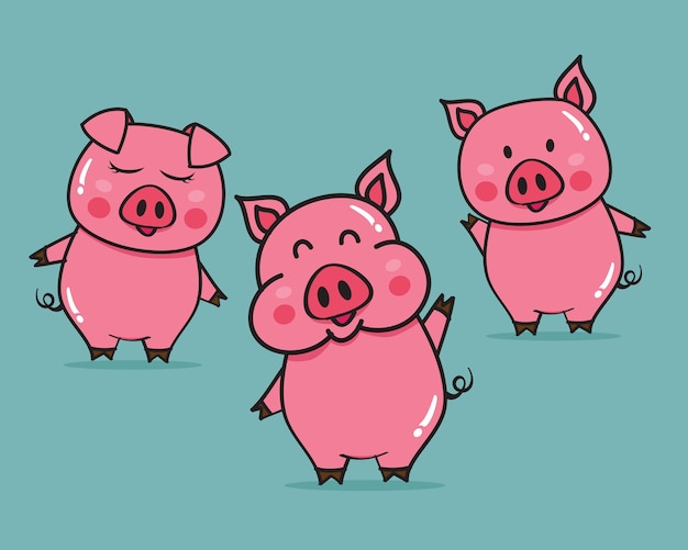 Download Vector illustration of cute pigs cartoon | Premium Vector