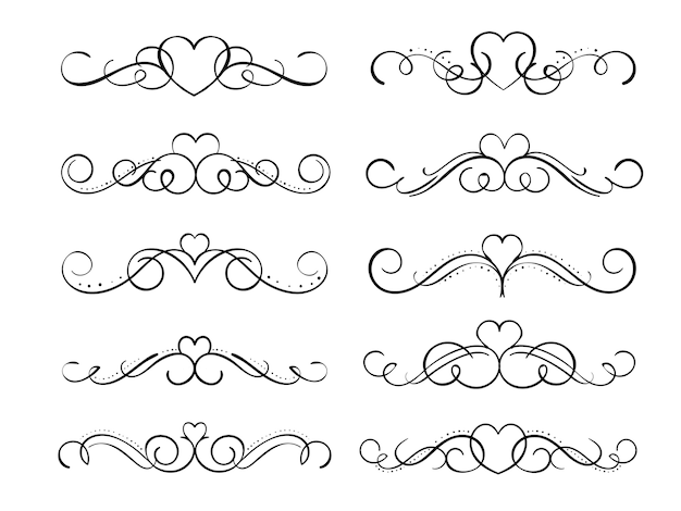 Download Vector illustration design of decorative swirl border set ...