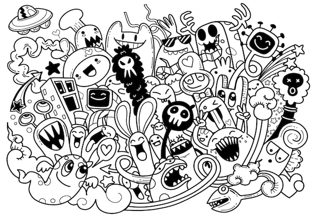 kids doodle monster art