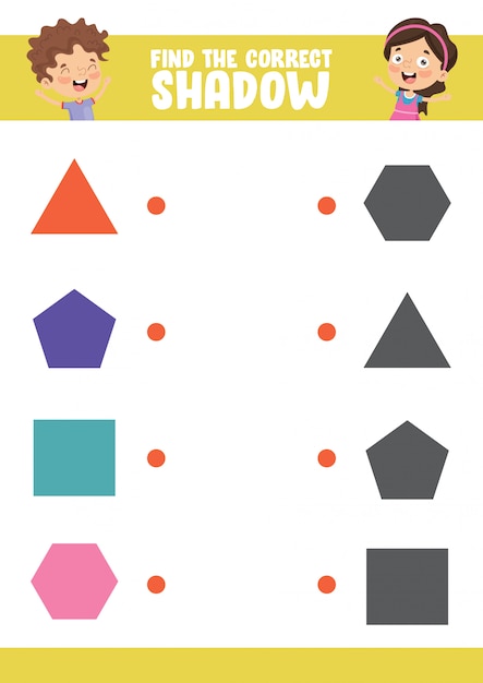 Vector illustration of finding correct shadow exercise Premium Vector