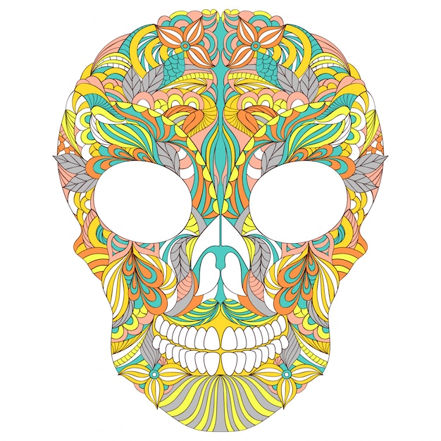 Download Vector illustration of floral skull on white background. Vector | Premium Download