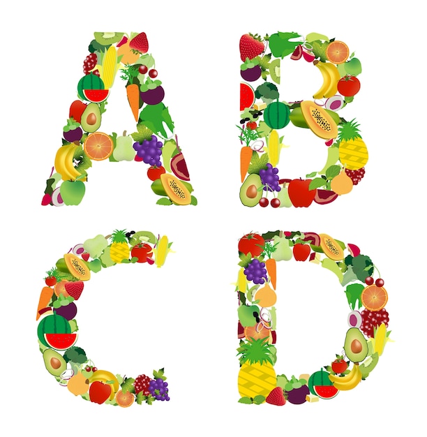 Download Vector illustration fruit and vegetable alphabet letter ...