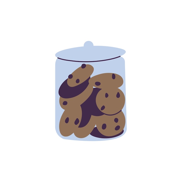 Premium Vector | Vector illustration glass jar with chocolate cookies ...