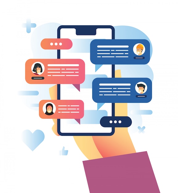 Premium Vector Vector Illustration Of Group Chat Using Messenger Apps During Pandemic