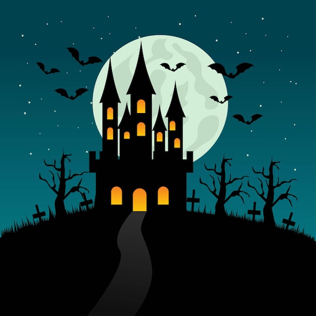 Premium Vector | Vector illustration of halloween castle