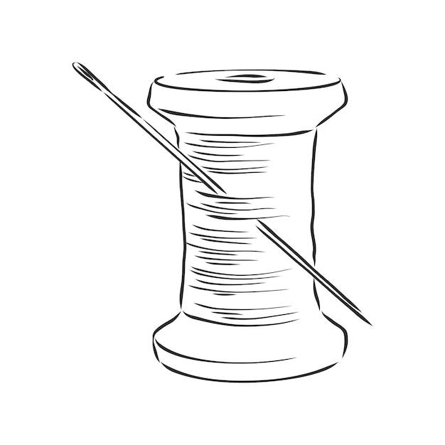 Premium Vector | Vector illustration of hand drawn spool with thread ...