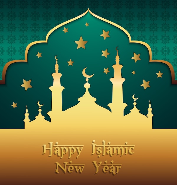 Premium Vector Vector illustration of happy islamic new year greeting