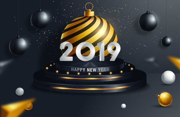 Premium Vector | Vector Illustration Of Happy New Year 2019