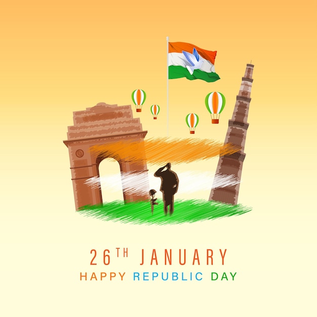 Premium Vector | Vector illustration of happy republic day banner