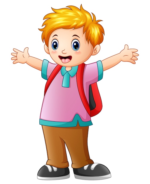 Premium Vector | Vector illustration of happy schoolboy cartoon