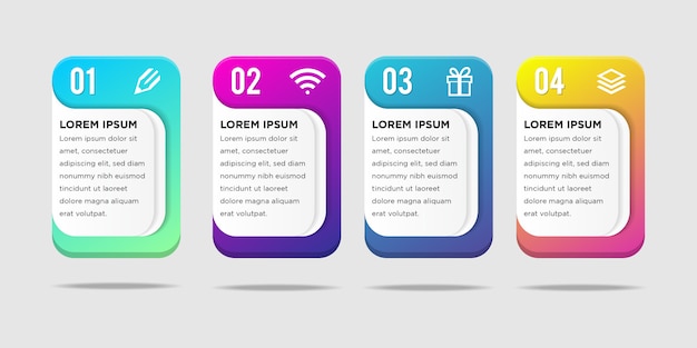 Vector illustration infographics long squares with rounded corners Premium Vector