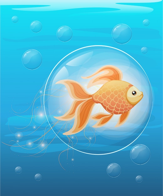 金魚水族館の魚のシルエットイラスト背景に分離されたベクトルイラスト あなたのデザインのカラフルな漫画フラット水族館魚アイコン プレミアムベクター
