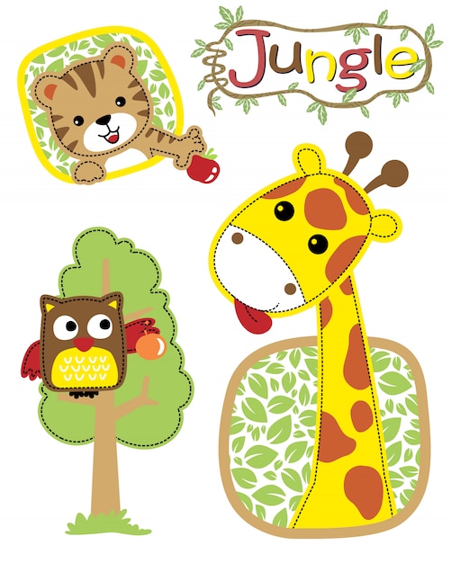 Download Vector illustration of jungle animals cartoon Vector | Premium Download