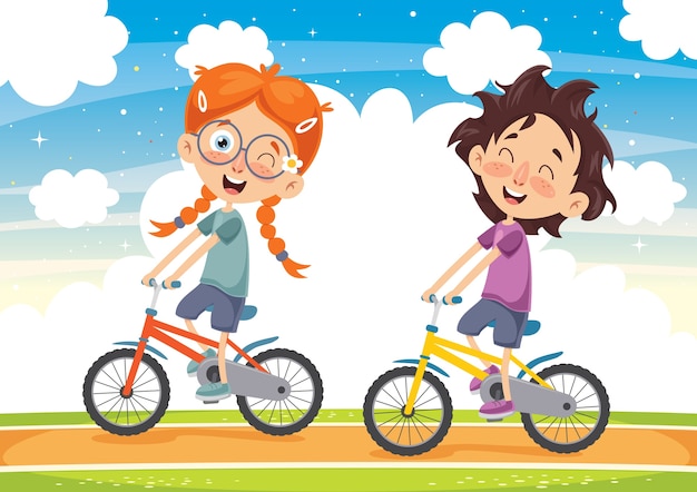 Premium Vector | Vector illustration of kid cycling