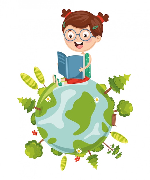 Download Vector illustration of kid reading book Vector | Premium ...