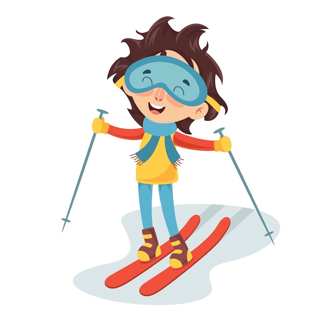 Premium Vector | Vector illustration of kid skiing