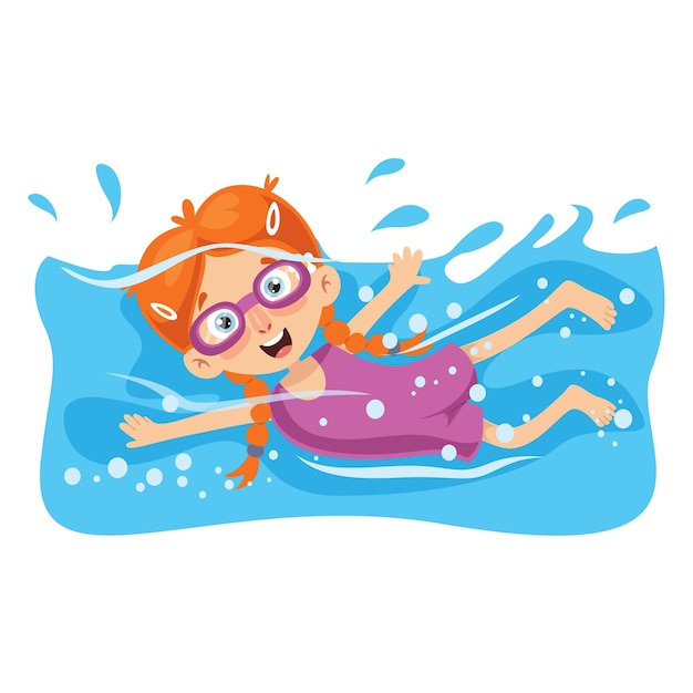 Premium Vector | Vector illustration of kid swimming