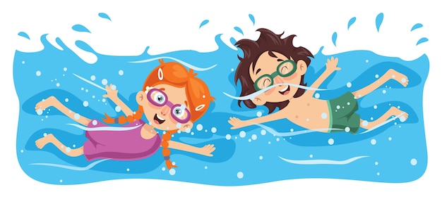 Premium Vector | Vector illustration of kid swimming