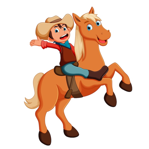 Cartoon Cowboy Riding Horse - All About Cow Photos