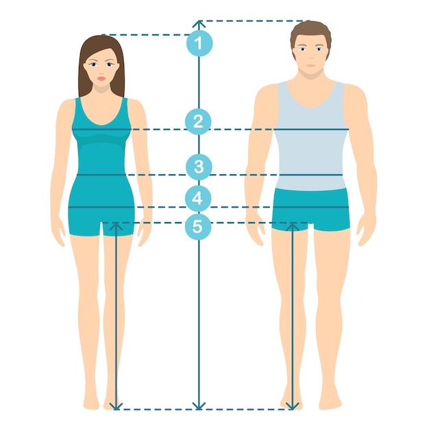Vector Illustration Of Man And Women In Full Length With