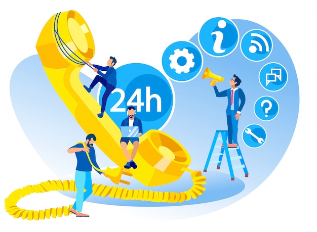 Vector illustration, noctidial customer support. Premium Vector