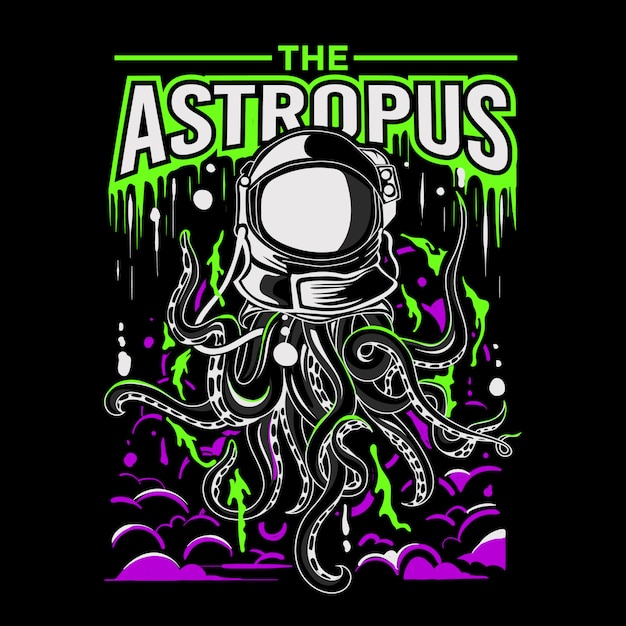 Vector illustration of an octopus astronaut | Premium Vector