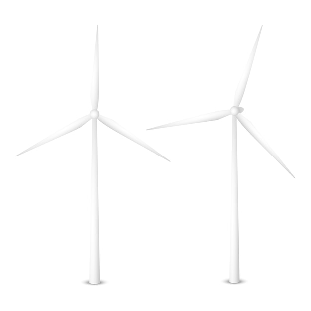 風力発電機のベクトルイラスト 孤立した風力タービン プレミアムベクター