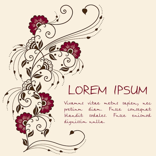 メーンディの装飾のベクトル図 伝統的なインディアンスタイル ヘナのタトゥー ステッカー メッディとヨガのデザインのための装飾的な花 の要素 カードとプリント 抽象的な花のベクトルのイラスト 無料のベクター