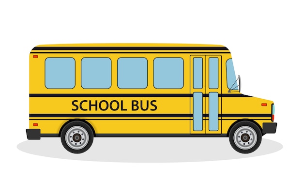 学校に乗る子供のためのスクールバスのベクトルイラスト プレミアムベクター