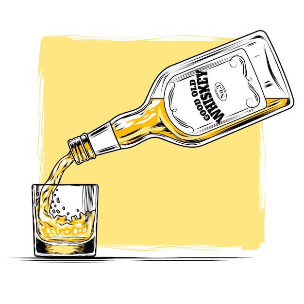Vector illustration of whiskey and glass Free Vector