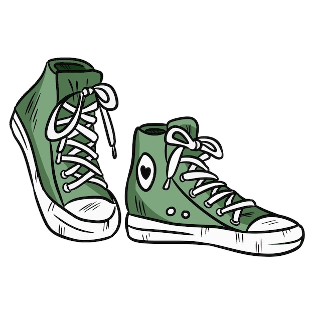  Vector  illustration pair of textile hipster sneakers with 