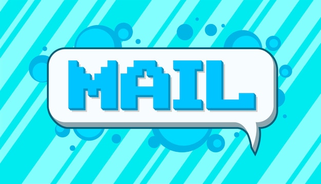 Premium Vector | A vector illustration of pixel art mail text on blue ...