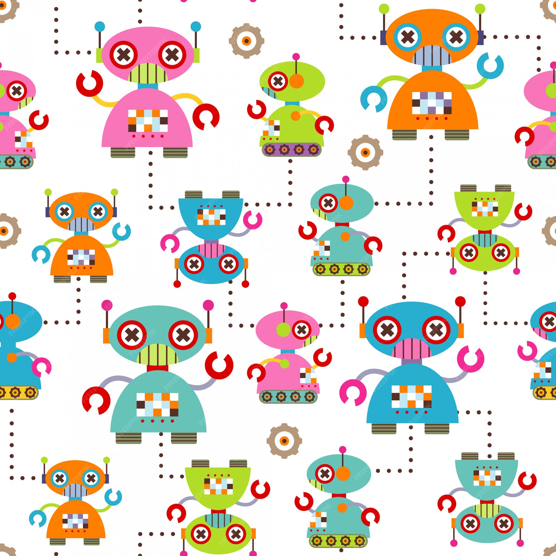 Premium Vector Vector illustration seamless pattern with robot