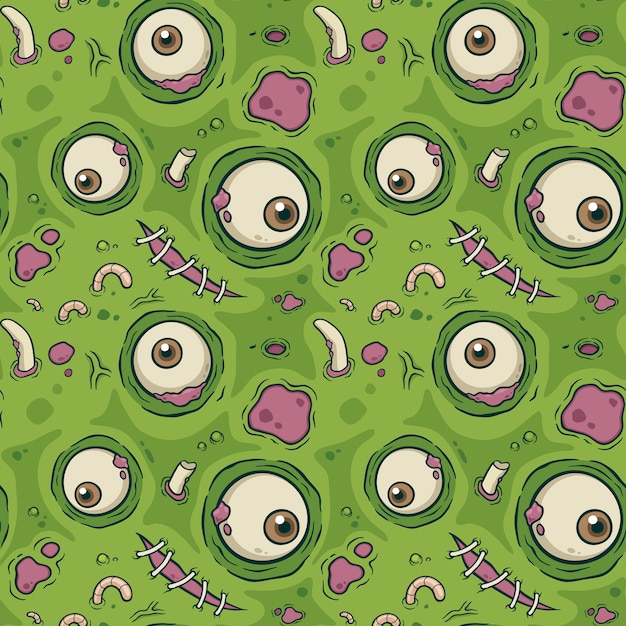 Vector illustration seamless pattern with zombie Premium Vector