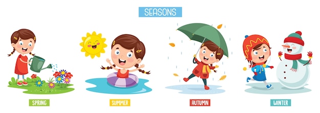  Vector illustration of seasons