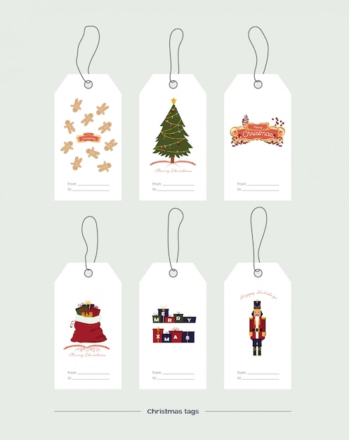 Free Vector | Vector illustration. set of christmas gift tags on white