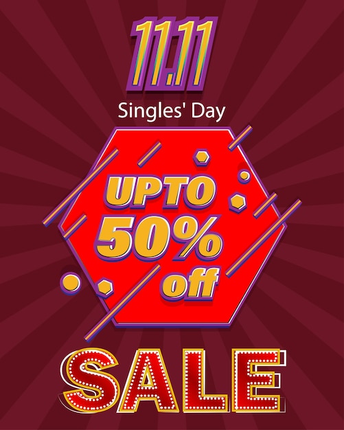 Premium Vector Vector illustration for singles day sale banner