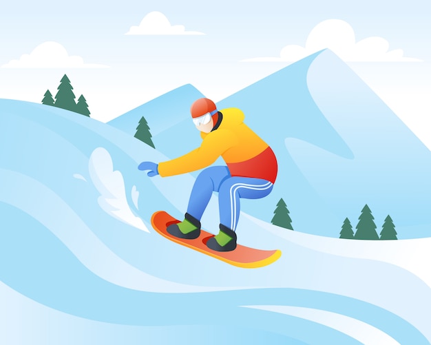 Premium Vector | Vector illustration of snowboarder