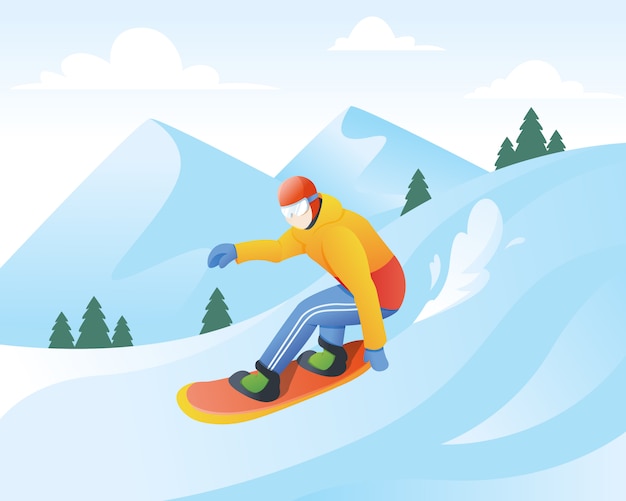 Premium Vector | Vector illustration of snowboarder