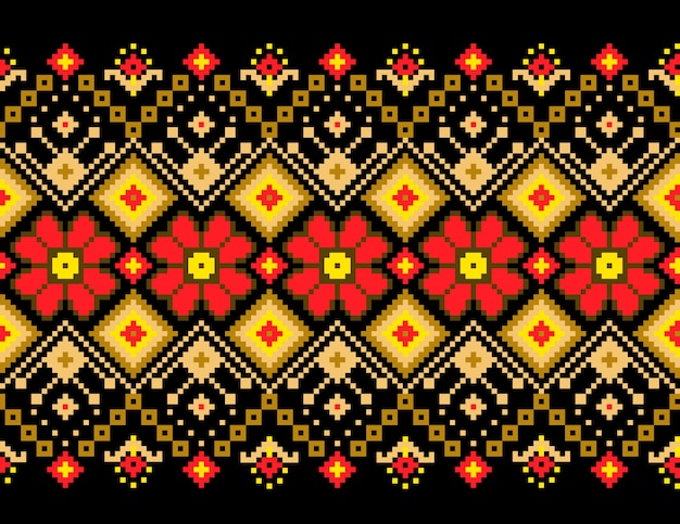 Vector illustration of ukrainian folk seamless pattern ornament. ethnic ornament. border element. traditional ukrainian, belarusian folk art knitted embroidery pattern - vyshyvanka Free Vector