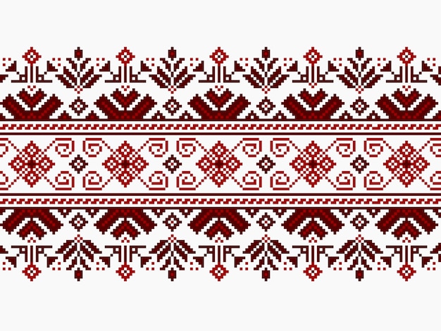 Vector illustration of ukrainian folk seamless pattern ornament. ethnic ornament. border element. traditional ukrainian, belarusian folk art knitted embroidery pattern - vyshyvanka Free Vector